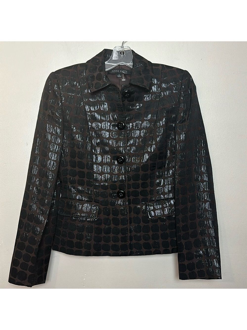 Anne Klein Suit Tailored Waist Length Button Front Lined Blazer Jacket